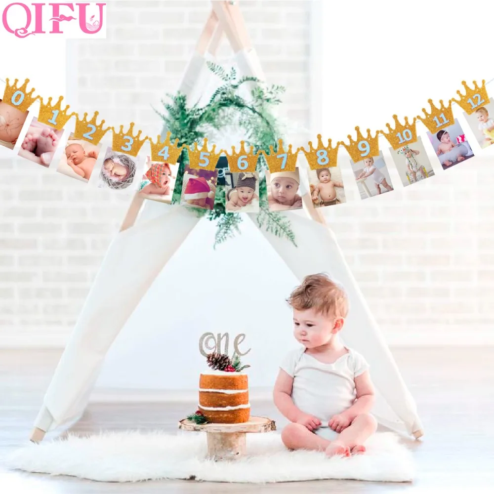 FENGRISE 1st фоторамка фото 1-12 месяцев детское фото плакат с зажимом детский душ День рождения украшения Дети