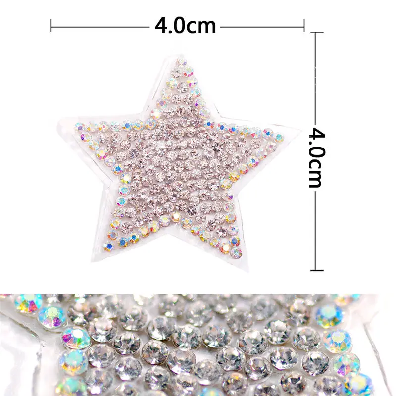 6.5cm rhinestone star stickers rhinestones applique 5pcs/pack hotfix heat transfer design iron on For kids garment bag shoe - Color: Style 5