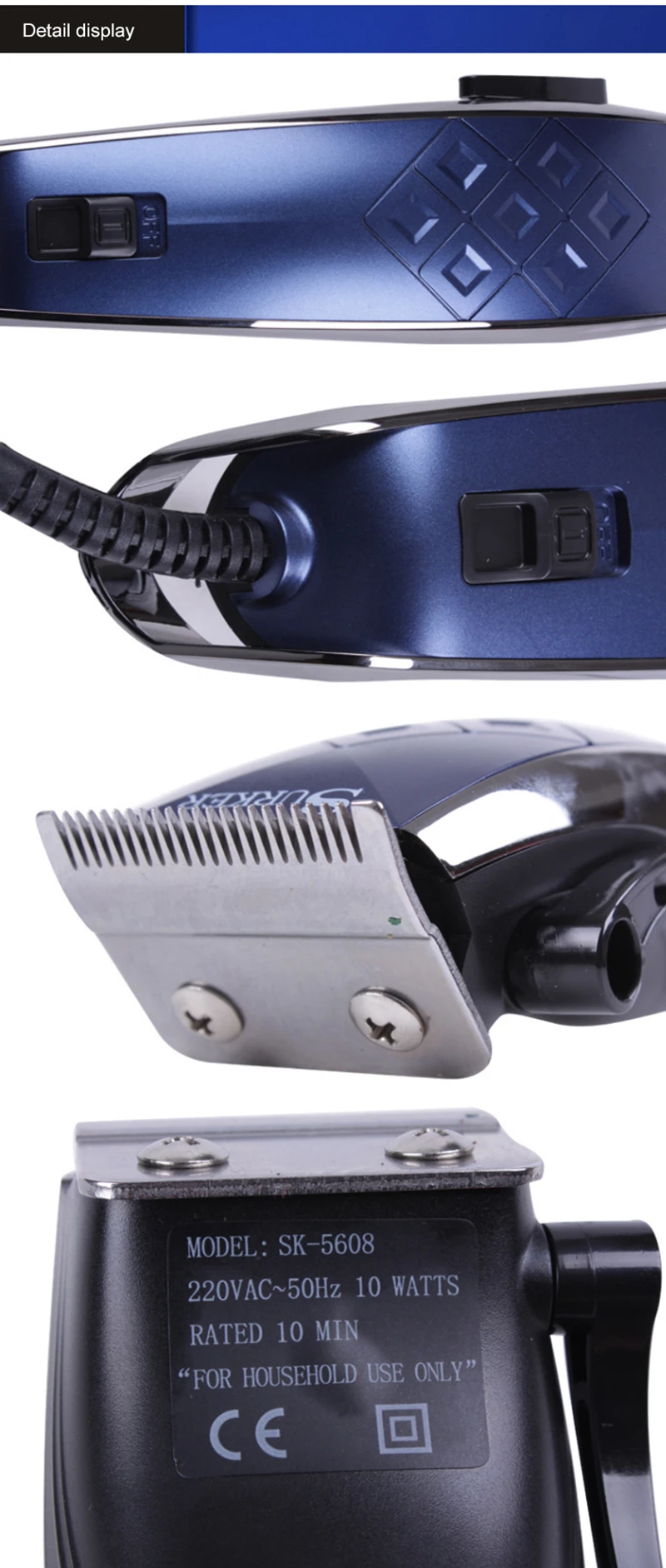 SURKER Регулируемая перезаряжаемая машинка для стрижки волос, электрический проводной триммер для волос, профессиональная семейная домашняя Парикмахерская Машинка для стрижки волос, SK-5608
