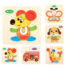 Распродажа, деревянные 3D головоломки, игрушки для детей, Мультяшные животные, транспортное средство, деревянные пазлы, интеллект для детей, Ранняя развивающая игрушка