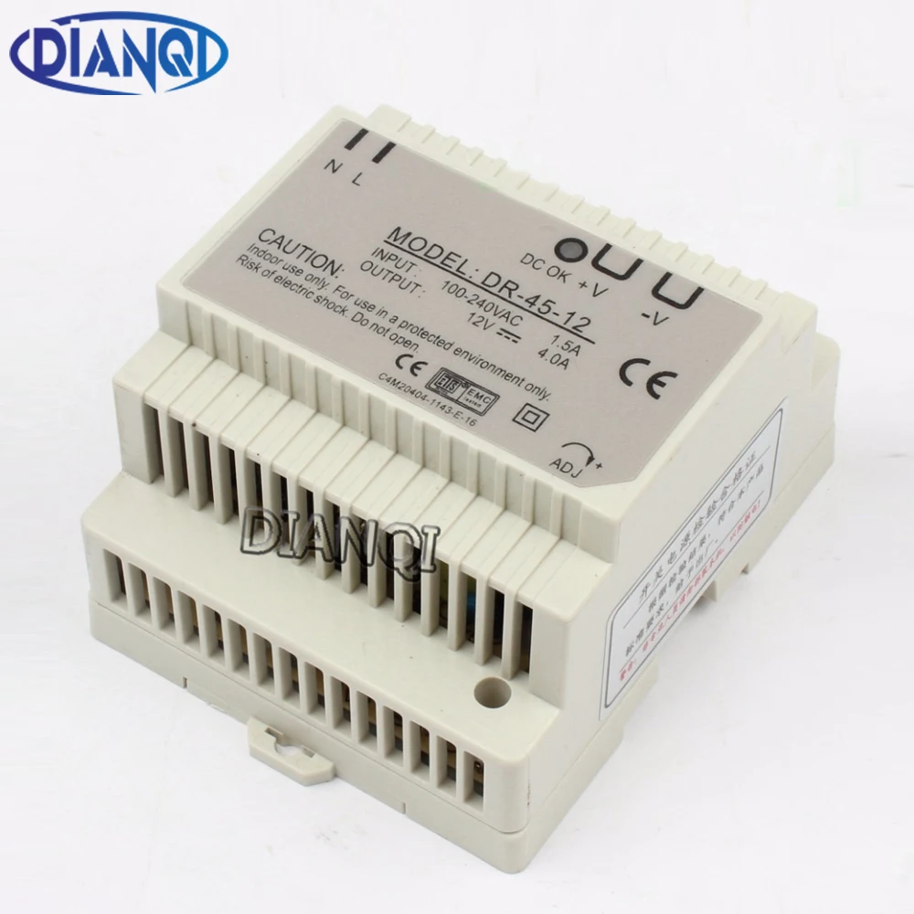 

DIANQI Din rail power supply 45w 5V 12V 24V power suply 12v 45w ac dc converter dr-45-12 DR-45-5 DR-45-24 good quality