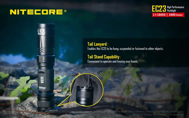 NITECORE EC23, 8 режимов, 1800 люменов, CREE XHP35, HD E2, светодиодный фонарик, водонепроницаемый, для кемпинга, туризма, портативный фонарь