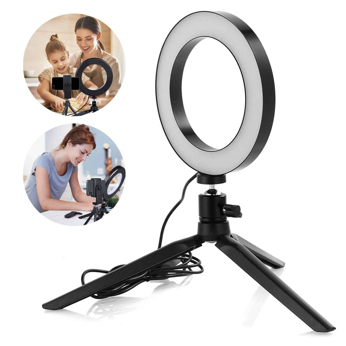 Мини светодиодный светильник для камеры с подставкой для штатива и держателем для телефона для YouTube видео и онлайн обучения