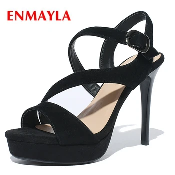

ENMAYLA Genuine Leather Casual Basic Sandalias Mujer 2020 Wedges Women Shoes Size34-39 ZYL2266