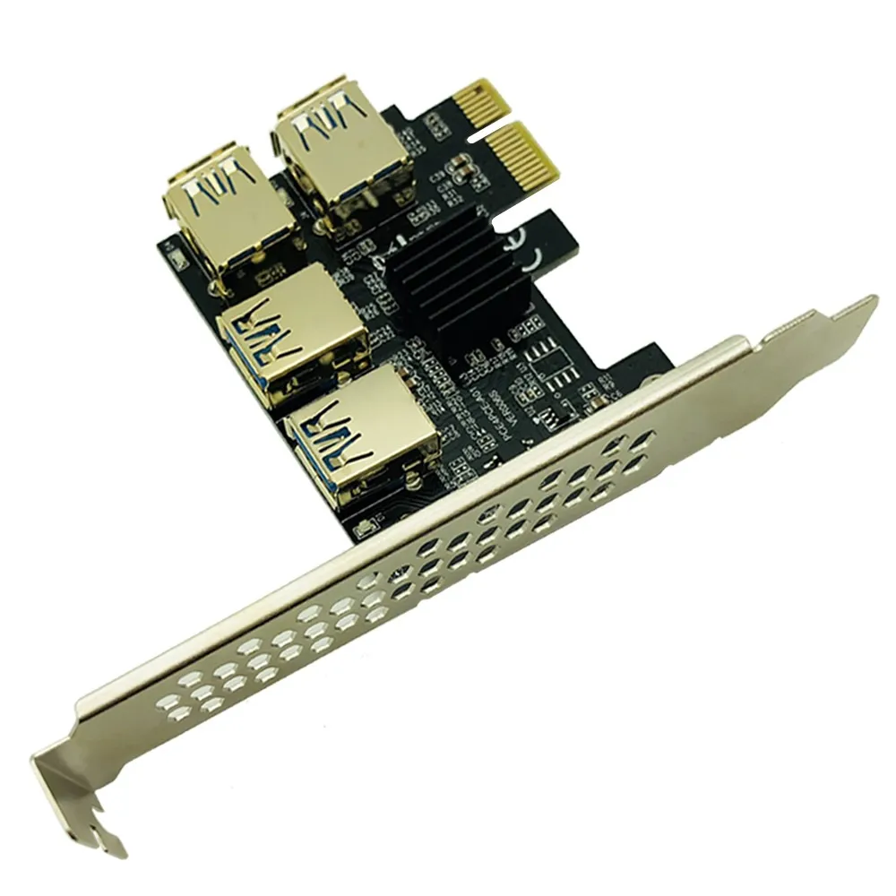 Riser PCIe 1 к 4 PCI Express 16X Слоты E Райзер 1X 16x адаптер USB 3 0 Molex 4pin для майнинга BTC Antminer