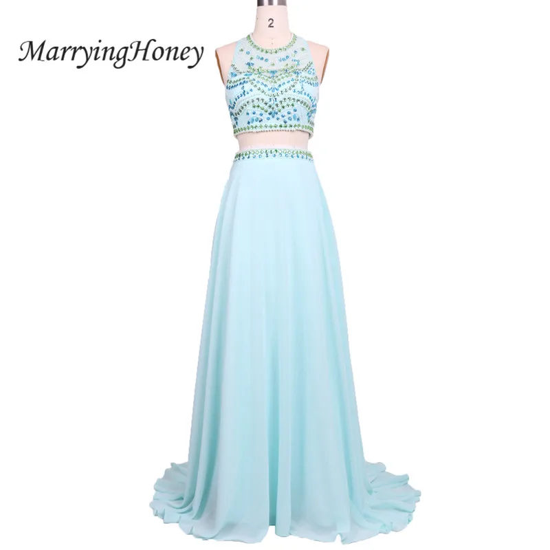 Mint Sheer Backless O-neck Long Prom Dresses 2017 Real Photo Crystal Beaded A-line Formal Dress Party Robe De Soiree | Свадьбы и