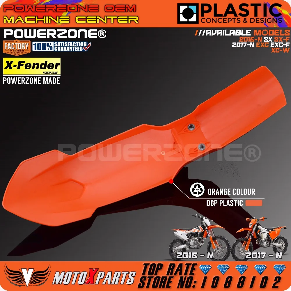 Powerzone MX оранжевый пластиковый переднее крыло для KTM 2016 2017 2018 SX SXF EXC EXCF XCW шесть дней