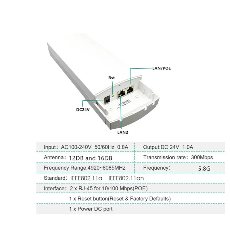 9344 9531 чипсет wifi маршрутизатор wifi ретранслятор Lange Bereik 300Mbps5. 8G1KM для установки вне помещения, AP cpe брюг клиент draagbare wifi точка доступа cpe