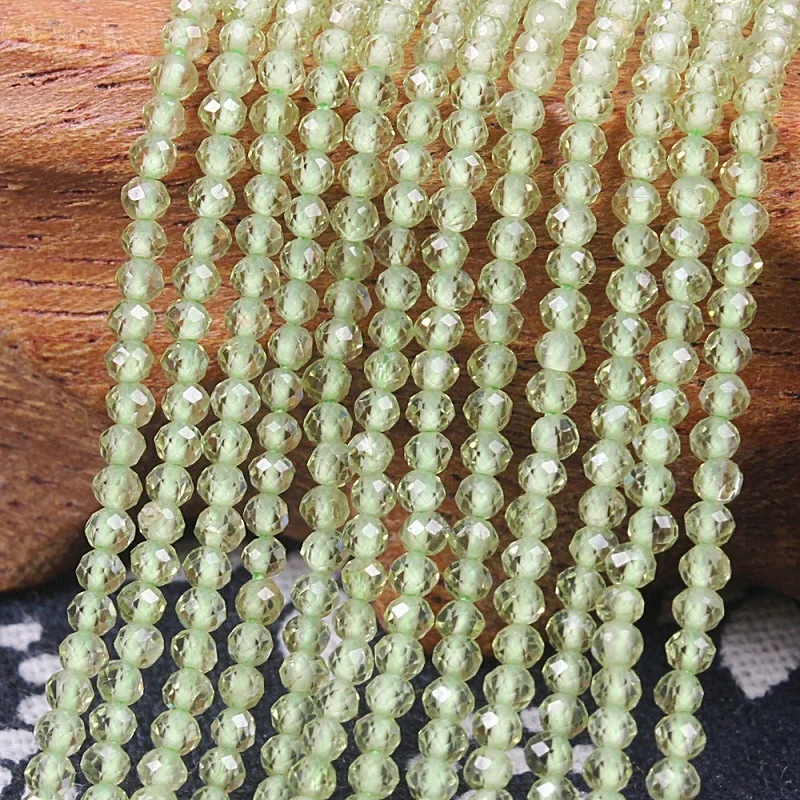 Bhd 2 мм 3 мм натуральный круглый граненый камень перидот зеленый драгоценный камень свободные бусины DIY аксессуары для ювелирных изделий Изготовление браслета ожерелья