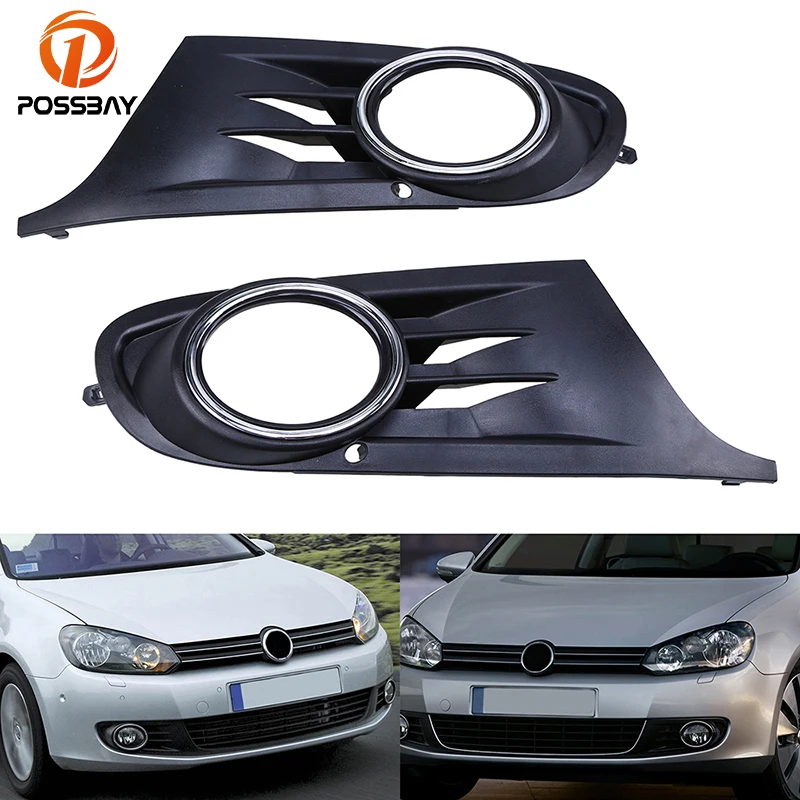 

POSSBAY Black Auto Car Front Bumper Lower Grille Fog Light Grills Cover for 2009 2010 2011 2012 2013 VW Golf MK6 Variant
