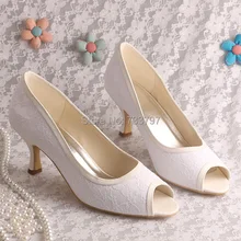 Trend Style Wedding Shoes Heels White Bridal Shoes Lace Open Toe Shoes Dropship