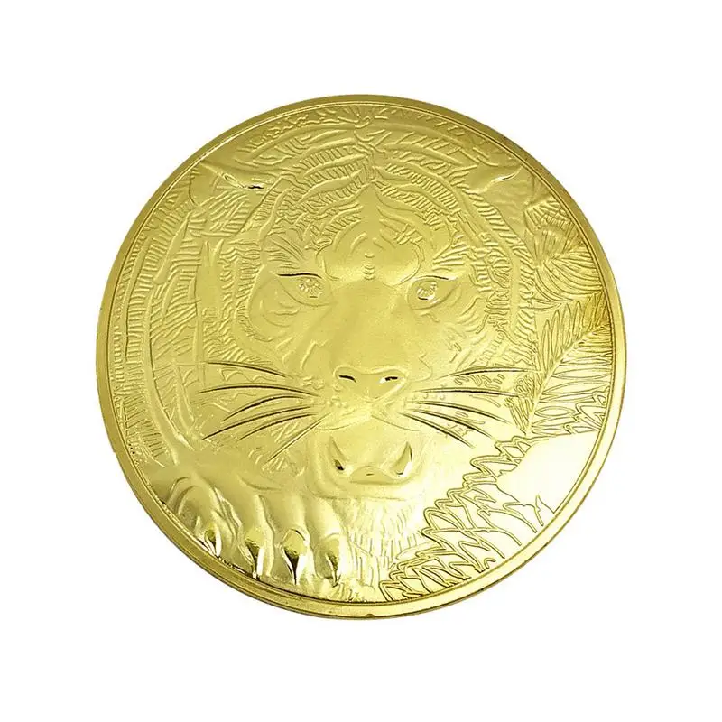 Дракон битва Тигр Серебряная позолоченная памятная монета животное сплав антикварная памятная монета любовь медаль художественная коллекция - Цвет: Gold