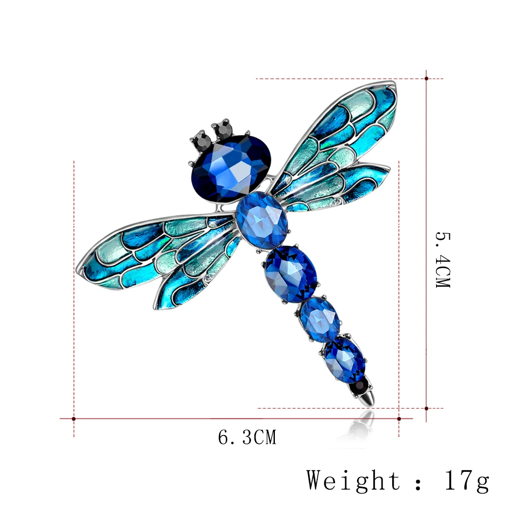 Винтажная большая металлическая стрекоза с кристаллами Брошь для женщин воротник штифты корсажа большая брошь животное Значки ювелирные изделия аксессуары