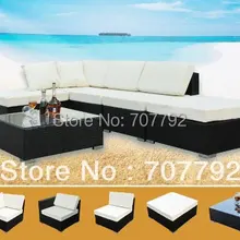 Ротанговая Мебель 5 шт садовый диван для внутреннего дворика алюминиевая рама черный