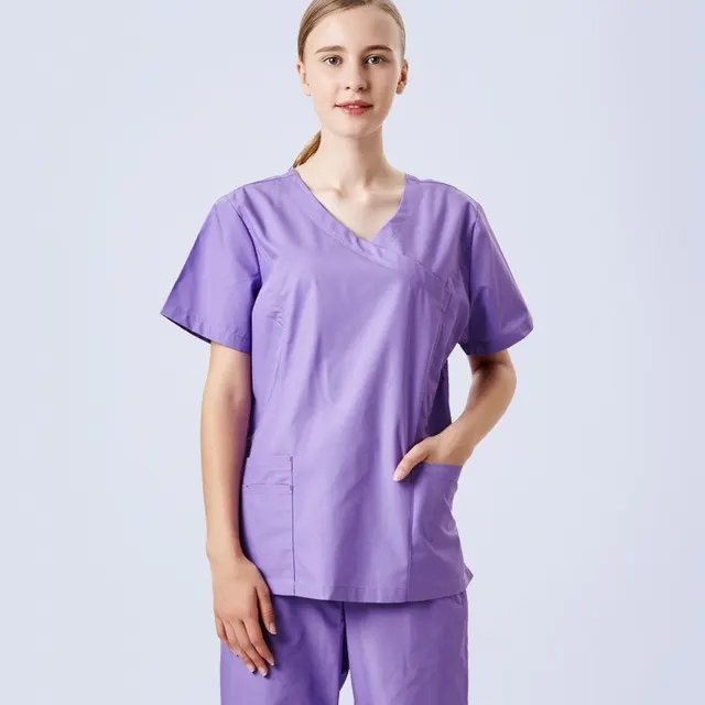 Lavender Women's Mock Wrap Nursing Uniform Medical Outlet Hospital