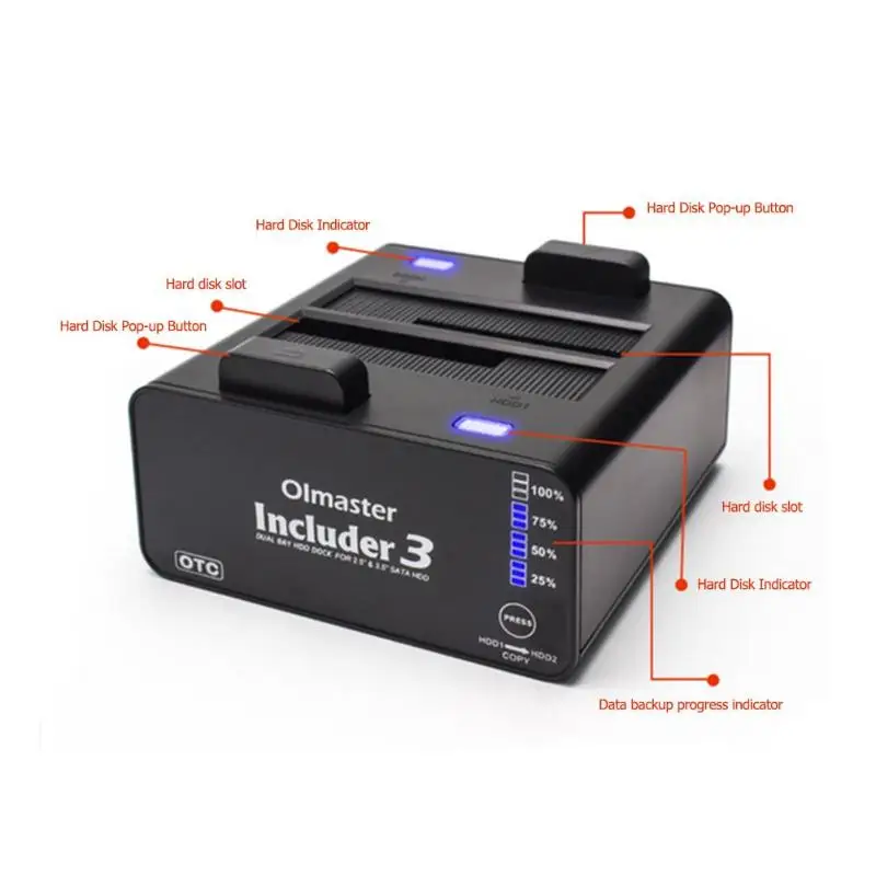 Olmaster Dual Bay SATA к USB 3,0 внешняя док-станция для жесткого диска 3,5 дюймов 2,5 дюйма SATAI/II/III HDD жесткий диск и SSD