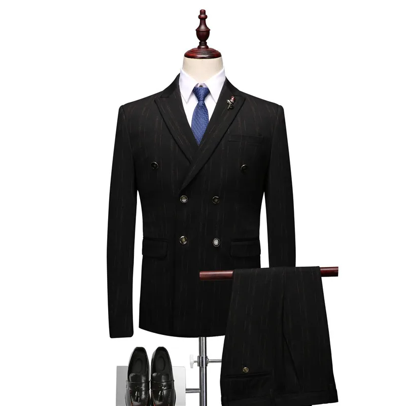 

Double-breasted Men Suit Jacket and Pants with Vests Business Wedding Men Suit 3 Piece Set Asia Size S M L XL XXL XXXL