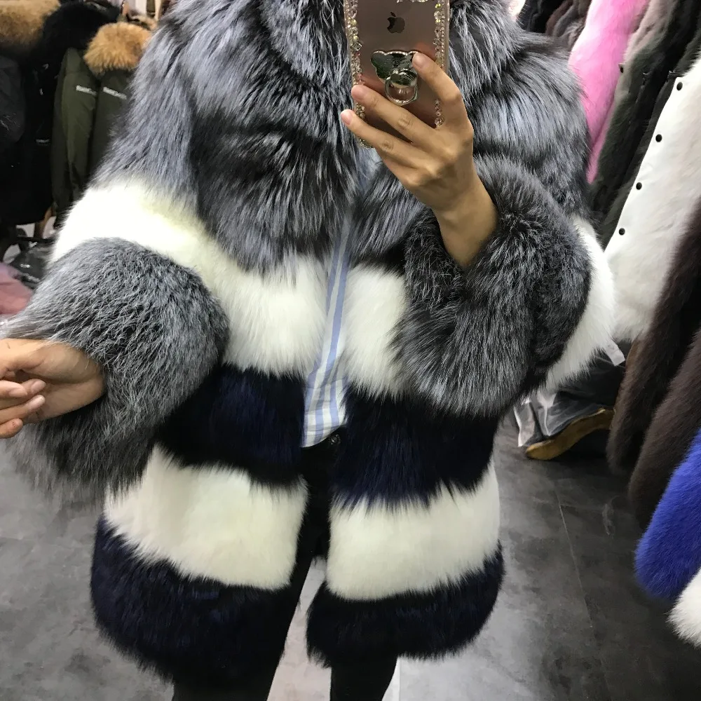 Натуральный пальто с мехом Мода Леди Настоящее пальто с мехом