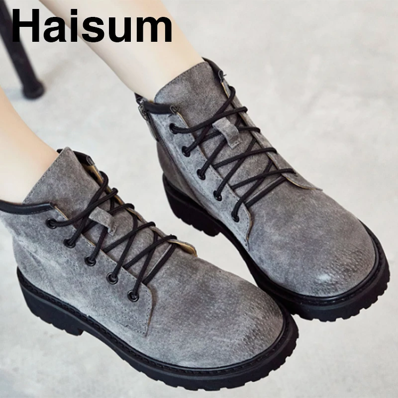 

Women's boots retro booties leather Martin boots flat low heel women's shoes H-903-2