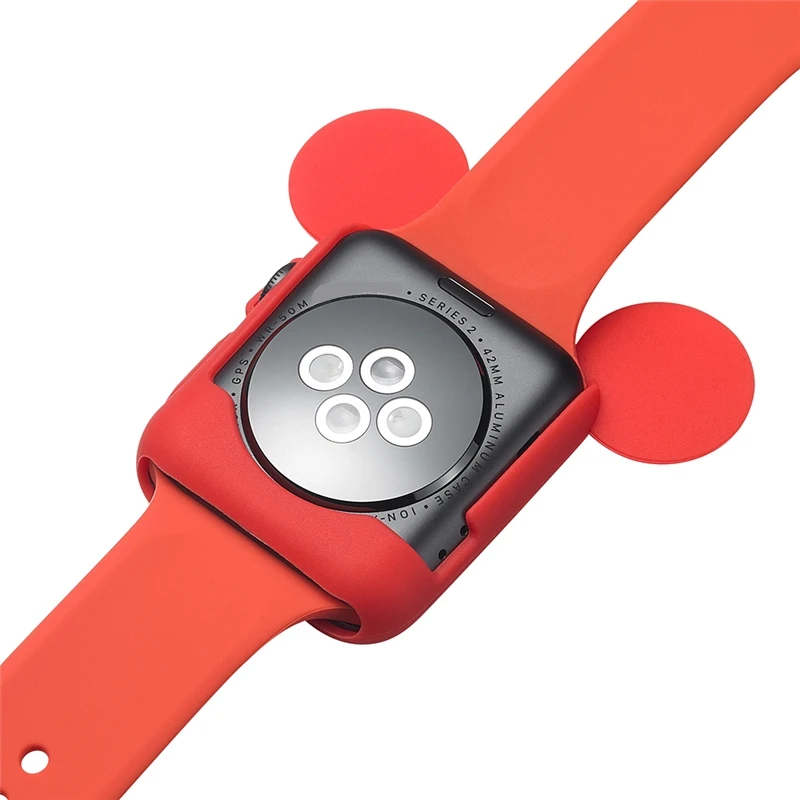 Для Apple Watch Series 1 2 3 Бампер Мягкий силиконовый защитный чехол милый мультфильм мышь уши красочный чехол 42 мм 38 мм 38 42 мм