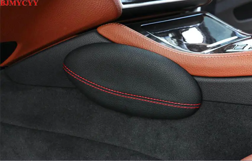 BJMYCYY Кожаная подушка для ног, наколенник, подушка для поддержки бедра, внутренние автомобильные аксессуары для BMW E46 E39 E60 E90 E36 F30 F10 X5 Z4