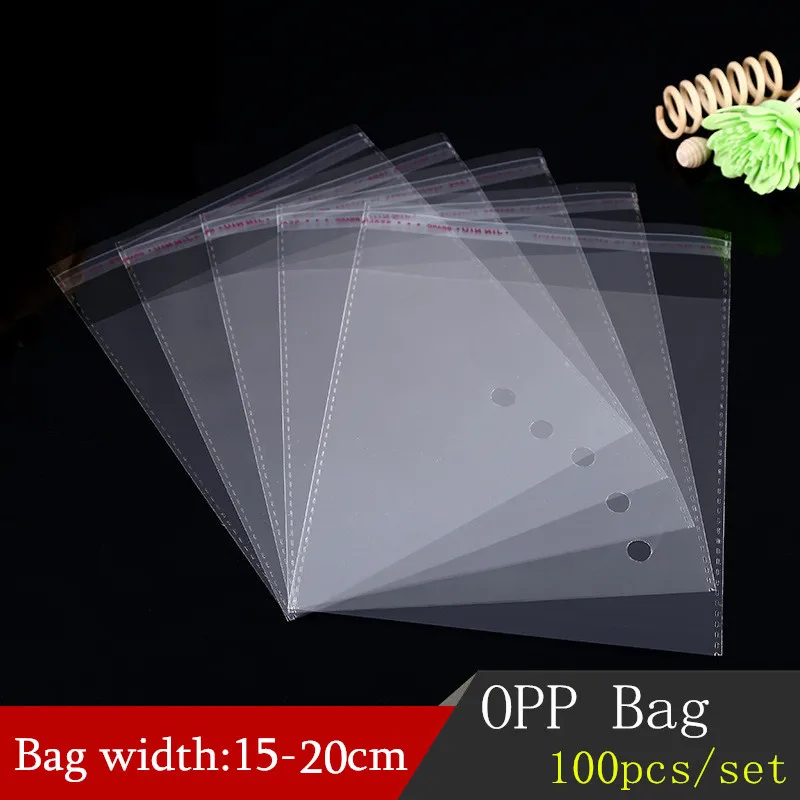 

100pcs 15-20CM Width Clear Self-adhesive Cello Cellophane Bag Self Sealing Plastic Bags For Clothing Packing Resealable Bag 66