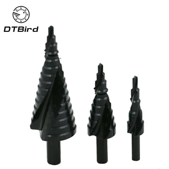 

3pcs 4-12/20/32mm HSS Cobalt Step Drill Nitrogen High Speed Steel Spiral for Metal Cone Drill Bit Set Triangle Shank Hole Cutter