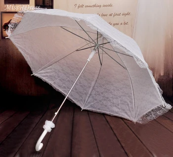 

MissRDress Romantic Lace Wedding Umbrella Parasol Handmade Bridal Umbrella White Battenburg For Wedding Bride Accessories JKs7