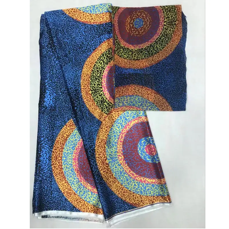 

African wax imitated silk fabric ankara 2018 satin fabric 4 yards audel/modell cotton fabric for dress +2 yards chiffon 30