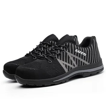 

men big size breathable mesh steel toe caps work safety shoes construction site worker sneakers security boots protect footwear