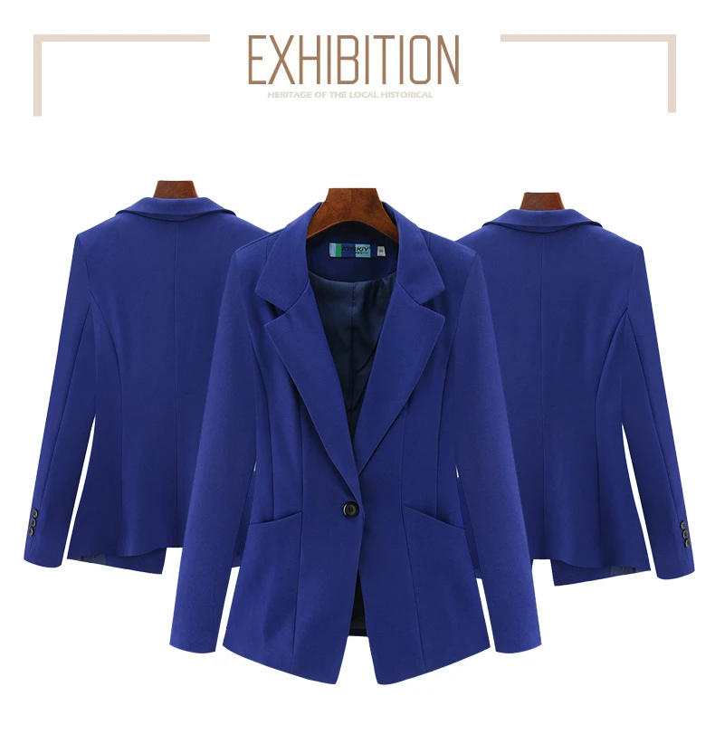 PEONFLY размера плюс 4XL женские деловые костюмы осенние Универсальные женские блейзеры куртки короткие тонкие с длинным рукавом Блейзер Женский костюм