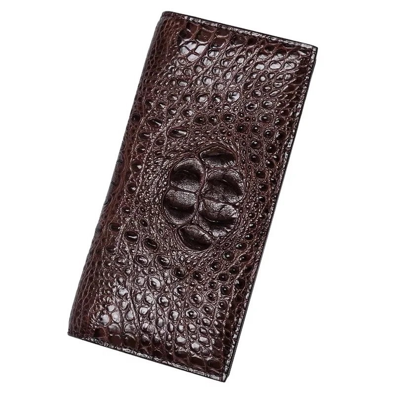 Genuine Real Belly Crocodile Alligator Skin Leather Man Bifold Dark Brown Wallet