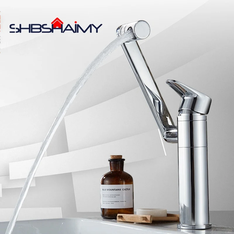 

Chrome Polished Bathroom Basin Faucet 360 Degree Rotation Single Handle Cold and Hot Water Mixer Tap