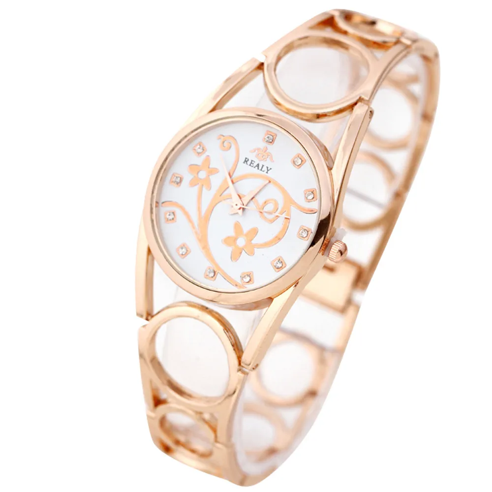 Роскошные часы, женские часы-браслет, розовое золото, серебро, кристалл, Кварцевые аналоговые наручные часы, relogio feminino montres,, P30 - Цвет: rose gold