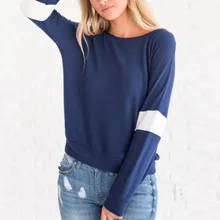 DSQUAENHD Осень Женские топы с длинными рукавами футболка Повседневное свободные рукава Лоскутная футболка Комплект одежды на осень с круглым вырезом футболка плюс Размеры