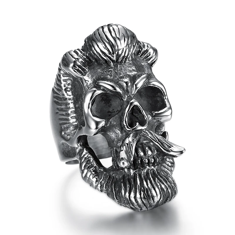 

cool fashion punk style anti silver old gentlement rock roll beard skull men rings party band rings for men women