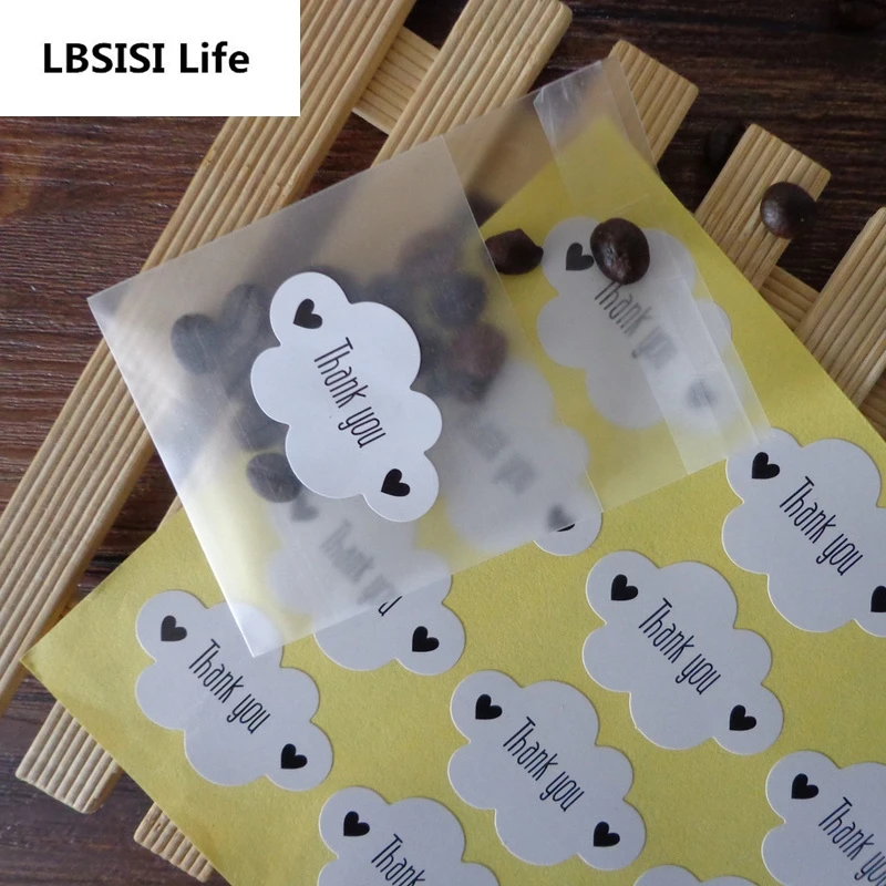 

LBSISI Life 112pcs Cloud Shape White Thank You Paper Labels Gift Bag Candy Box Paper Sticker for Wedding Party Favor DIY Bag