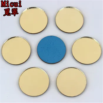 

Micui 20pcs 20mm Round Shape Light coffee Mirror Hot fix Acrylic Rhinestones Shiny Crystal Mirror for Costume trim MC3001D