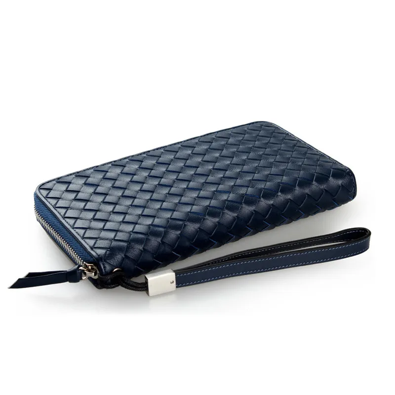 Luxury Brand Men Genuine Leather Wallet Top Sheepskin Men Wallets Clutch Plaid Leather Purse Carteira Masculina Phone Bag