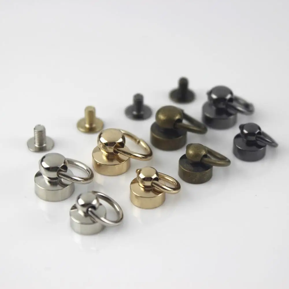 

10pcs Metal Ball Post With O Ring Studs Rivets Nail Screwback Round Head Spots Spikes Leather Craft phone case decor Accessories