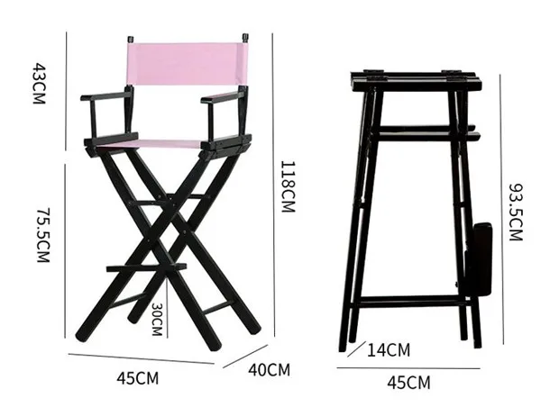 Профессионального визажиста кресло директора черная отделка с холст складной набор деревянных макияжных легкий складной стул директора