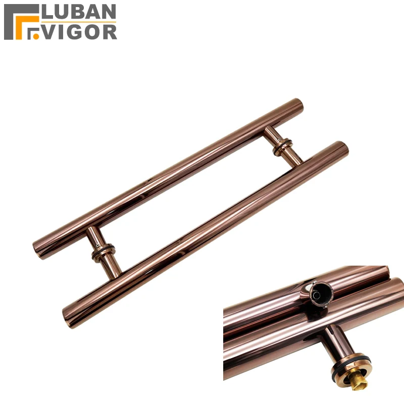 Rose gold,Noble Stainless steel handle, bathroom wooden /glass doors