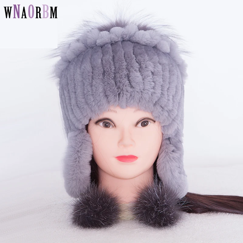 New Fur Hat For Women Winter Rex Rabbit Fur Hat Ear Protector Caps knitted Hats Gray Wholesale Winter Hat With Fashion Style New Fur Hat For Women Winter Rex Rabbit Fur Hat Ear Protector Caps knitted Hats Gray Wholesale Winter Hat With Fashion Style