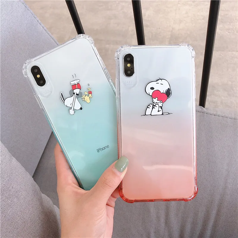 

Gradient Color Cute Cover for Iphone X Case Angle Protection Shockproof Clear Coque for Iphone 6 7 8 6S Plus Xr Xs Max Case Capa
