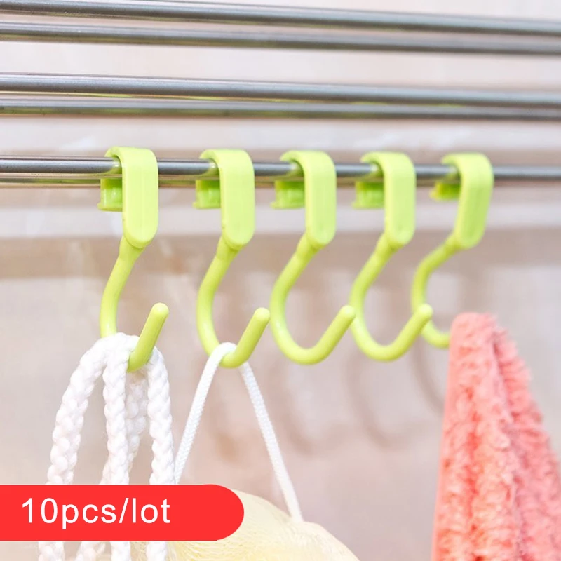 

Hot Top 10pcs/1set High Quality S-hook Multi-Function Hanging Clothes Hanger Coat Hooks Kitchen Tool S Hook Up Random Colour