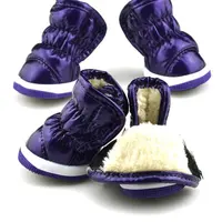Модные зимние ботинки с рюшами из мягкой искусственной кожи для маленьких собак, зимние ботинки, обувь для собак, Зимняя Теплая Обувь для собак, XS-XL