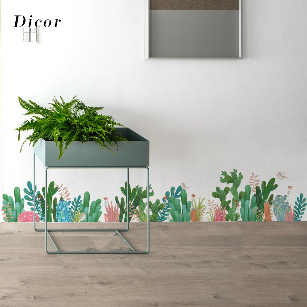 

DICOR Cactus Bonsai Potted Plants Decorative Wall Stickers for Kids Room Home Decor Kitchen Window Livingroom Decor Decal QT1210