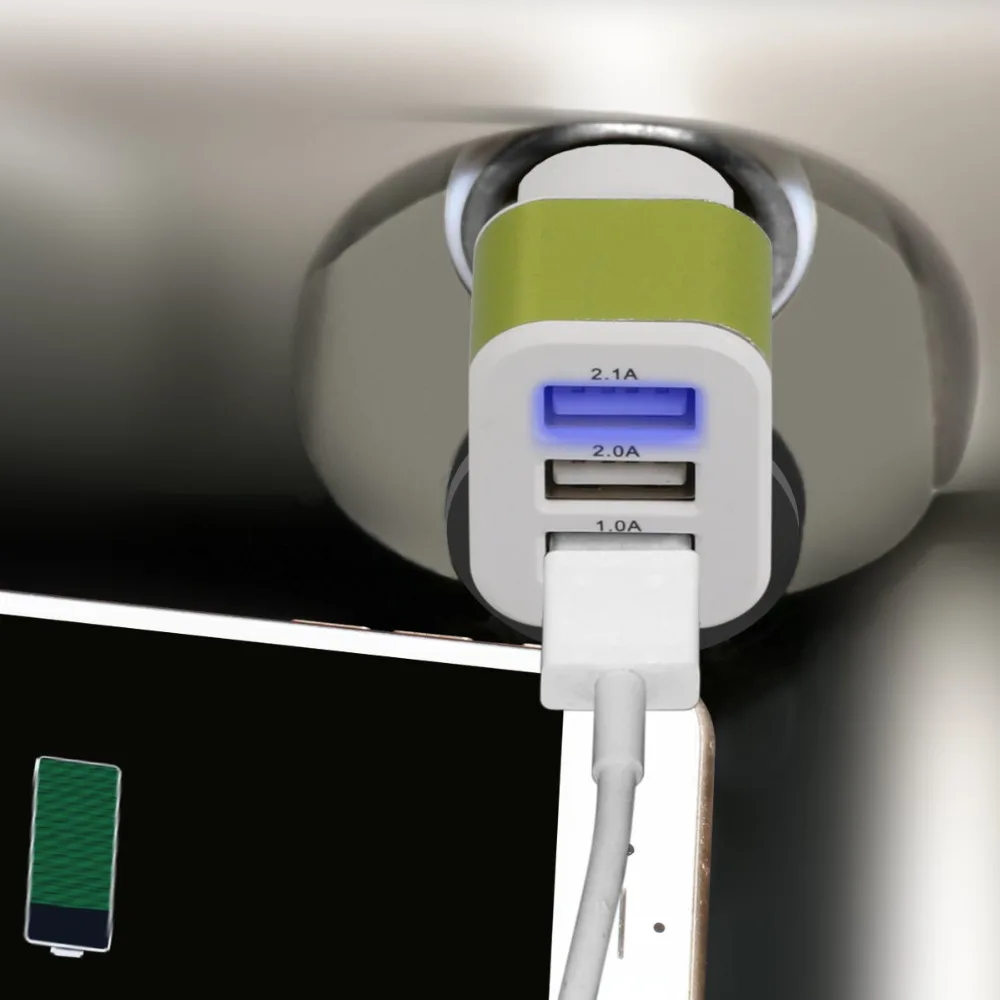 الثلاثي العالمي USB شاحن سيارة 3 ميناء سيارة-مهايئ شاحن مقبس ولاعة السجائر 2.1A 1A 1A ل فون 4 5 6 LG HTC سامسونج