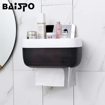 

BAISPO Waterproof Toilet Paper Holder Wall Mounted Toilet Paper Dispenser Portable Tissue Storage Box For Bathroom Accessories