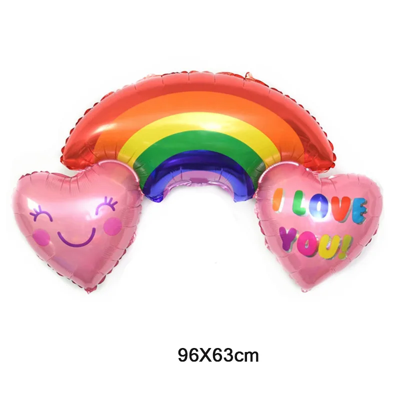 

50pcs 96X63cm Rainbow smiley love I LOVE YOU balloon valentine's day wedding birthday party decoration kids air balloons globos